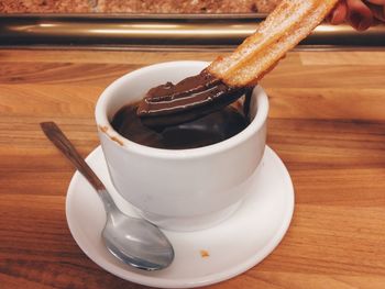 Close-up of food on wooden table