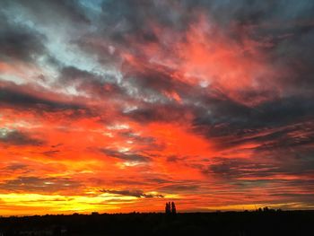 Scenic view of dramatic sky during sunset