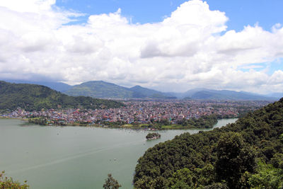 High angle view of landscape against sky