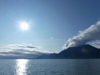 Scenic view of sea against sky on sunny day