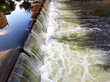 High angle view of flowing river