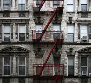 Full frame shot of fire escape stair on building