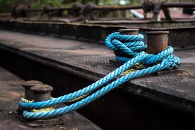 Close-up of rope tied up