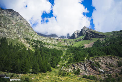 Low angle view of mountains against sky