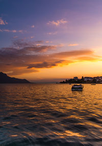 Scenic view of sea at sunset