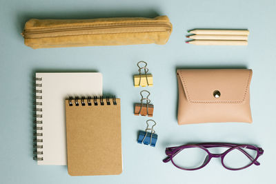 Directly above shot of objects on table