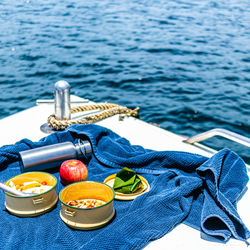 High angle view of food on table