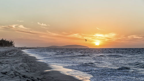 Scenic view of sunset over sea