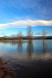 Scenic view of lake against sky