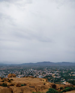 High angle view of cityscape against sky