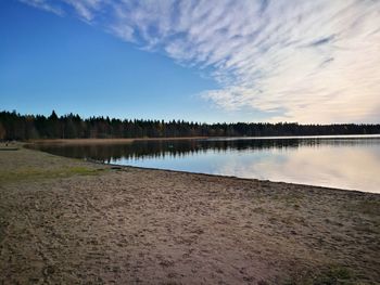 Scenic view of lake against sky