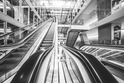 Elevated view of escalator