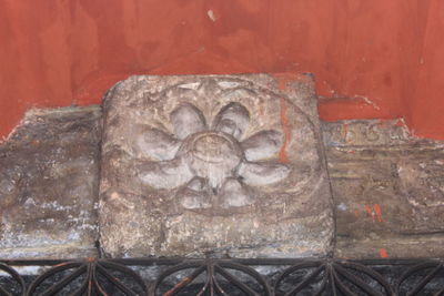 Close-up of carving on wall