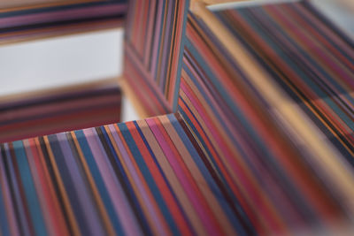 Close-up of colorful shelf