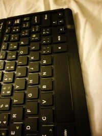 High angle view of laptop keyboard
