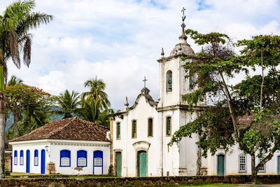 Historic and famous white church at paraty city