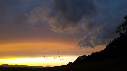 Low angle view of dramatic sky during sunset