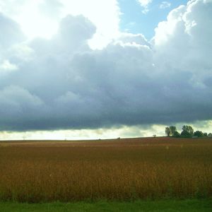 Scenic view of landscape against cloudy sky