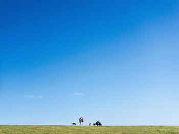 People on grassy field