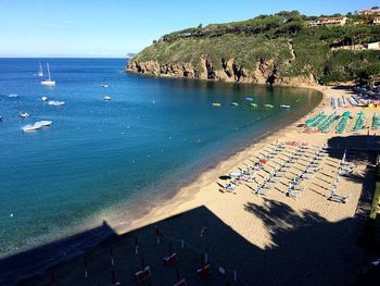 High angle view of beach against sky