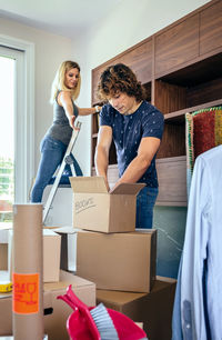 Woman working in box