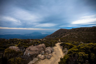 Scenic view of rocky mountains against sky