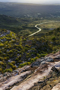 Scenic view of mountain road against sky