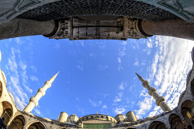 Low angle view of temple against sky