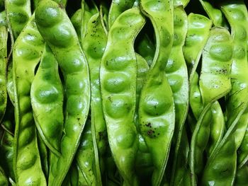 Full frame shot of green chili peppers