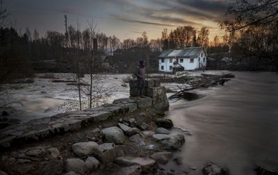 Scenic view of sea against sky at sunset