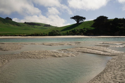 Scenic view of beach against sky