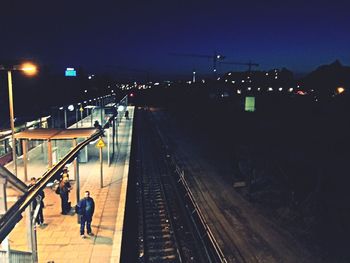 Railroad tracks at night