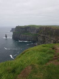 Scenic view of sea against cloudy sky