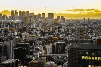 Aerial view of buildings in city