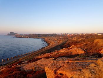 High angle view of river against clear sky