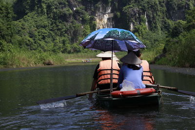 Boat in river during rainy season