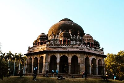 Low angle view of historic building against clear sky