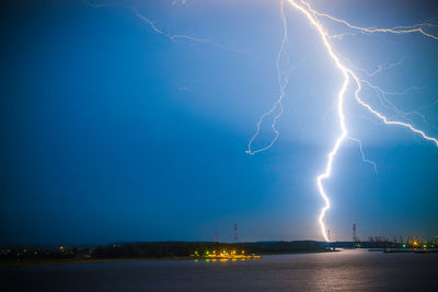 Lightning in sky at night