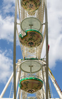 Low angle view of ferris wheel against cloudy sky