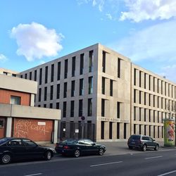 Cars parked in front of building