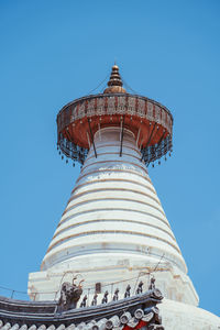 Low angle view of traditional building against blue sky