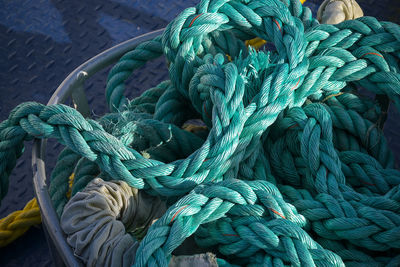 High angle view of rope