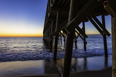 Scenic view of sea against clear sky during sunset