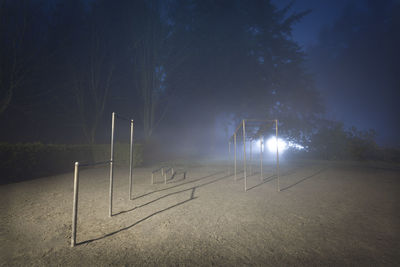 View of soccer field against sky during winter