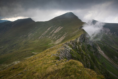 Alpine views from fagaras mountains, romania. summer carpathian landscapes.