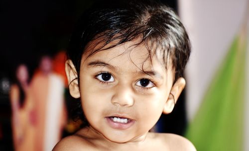 Close-up portrait of cute baby