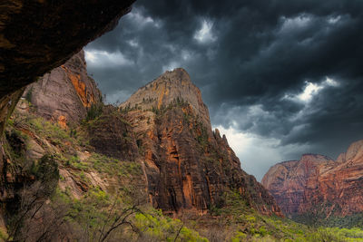 Scenic view of rocky mountains against sky
