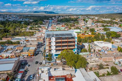 High angle view of buildings in city