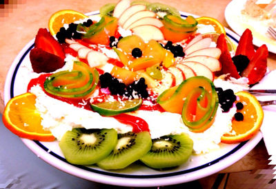 Close-up of food served in plate