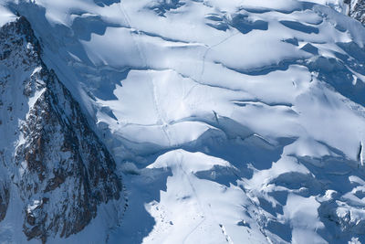 Aerial view of snow covered mountain mont blanc 